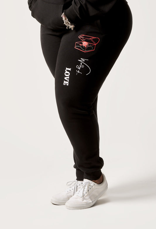 Worthy Of Love - French Terry Sweatpants - Black