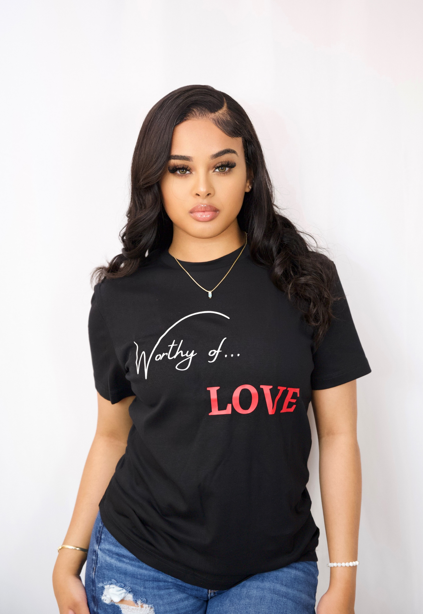 Worthy Of Love - Empowering T-Shirt - Black & Red