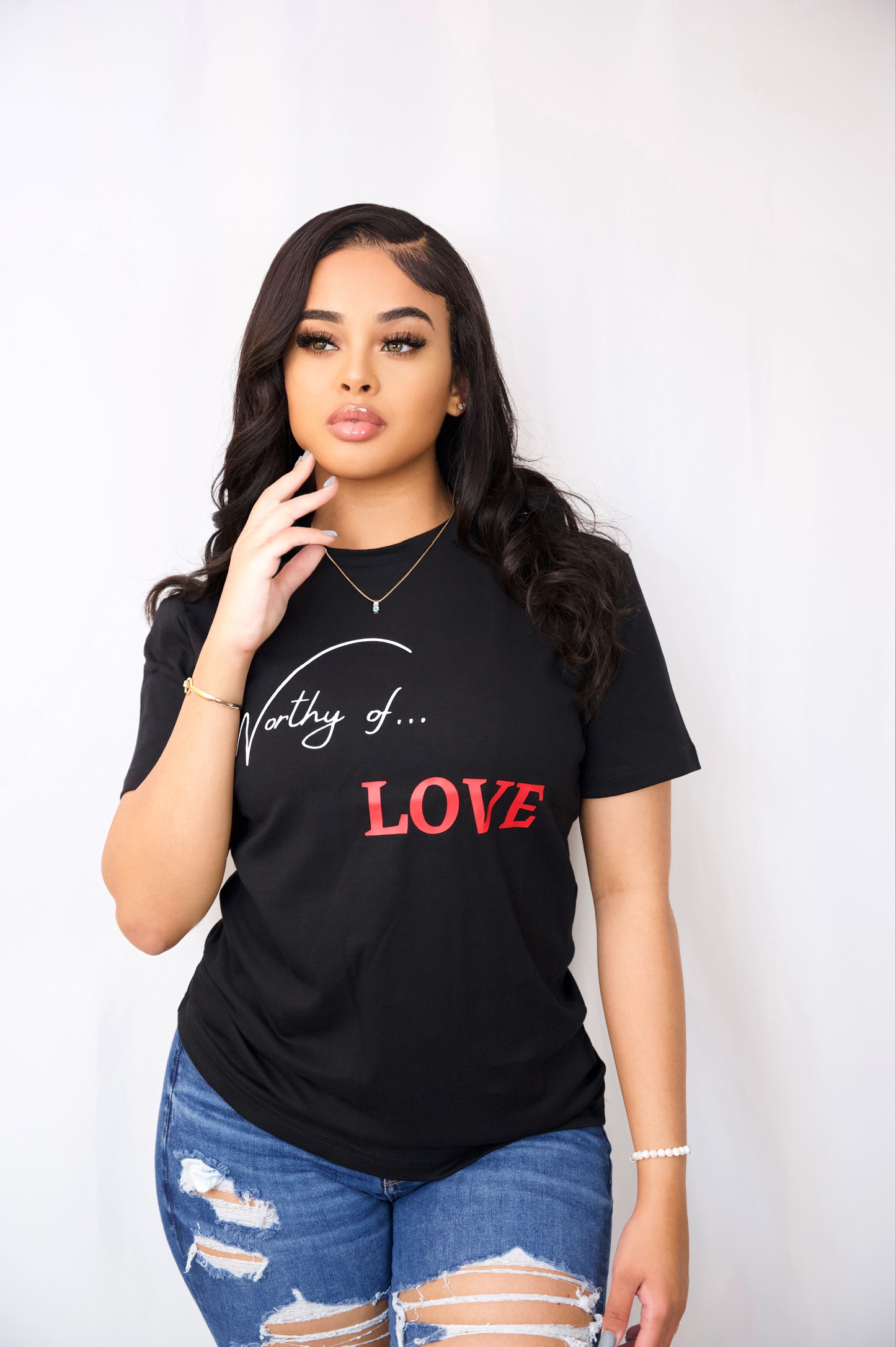 Worthy Of Love - Empowering T-Shirt - Black & Red